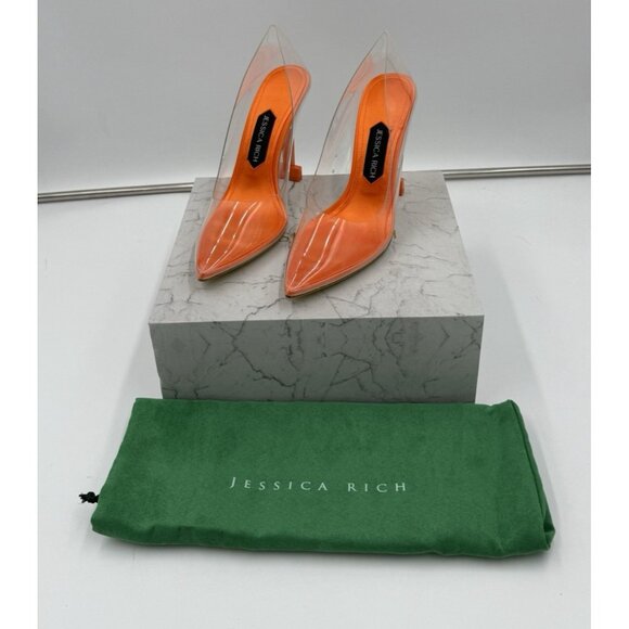 Share Jessica Rich Heels So Fancy Sandal Clear Orange EU 37 USA 6.5 7 - Picture 1 of 11